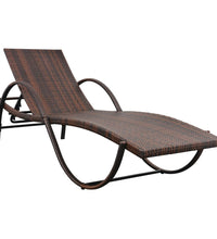 Sonnenliegen 2 Stk. mit Tisch Poly Rattan Braun