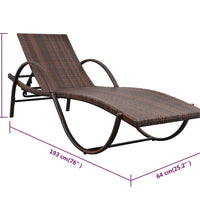 Sonnenliegen 2 Stk. mit Tisch Poly Rattan Braun