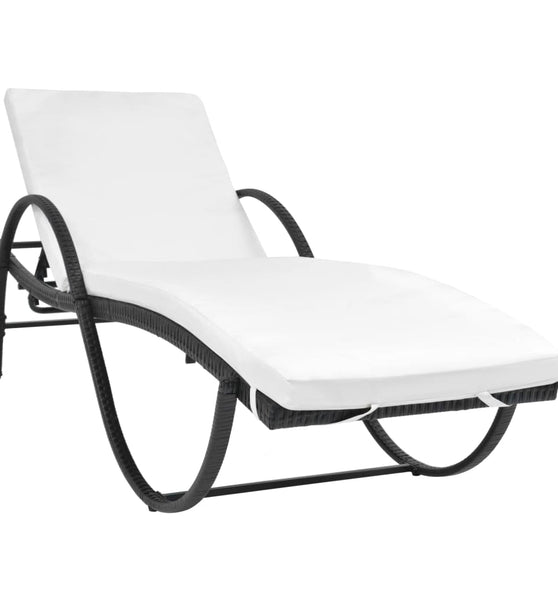 Sonnenliegen 2 Stk. mit Tisch Poly Rattan Schwarz