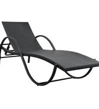 Sonnenliegen 2 Stk. mit Tisch Poly Rattan Schwarz