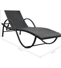 Sonnenliegen 2 Stk. mit Tisch Poly Rattan Schwarz