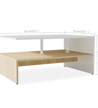 Couchtisch Holzwerkstoff 90x59x42 cm Eiche und Weiß