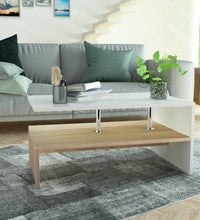 Couchtisch Holzwerkstoff 90x59x42 cm Eiche und Weiß