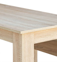 3-tlg. Essgruppe Tisch und Bänke Holzwerkstoff Eiche
