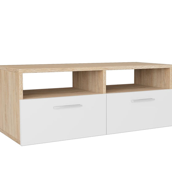 TV-Schrank Holzwerkstoff 95x35x36 cm Eiche und Weiß