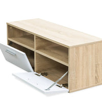 TV-Schrank Holzwerkstoff 95x35x36 cm Eiche und Weiß