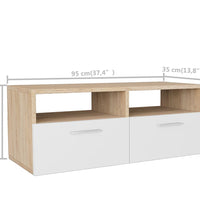 TV-Schrank Holzwerkstoff 95x35x36 cm Eiche und Weiß