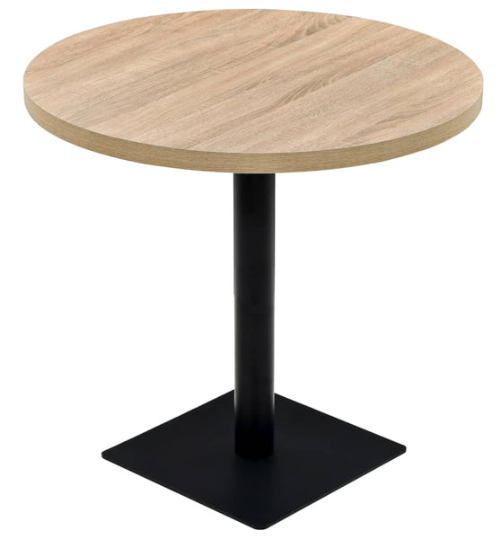 Bistrotisch MDF und Stahl Rund 80 x 75 cm Eichenoptik