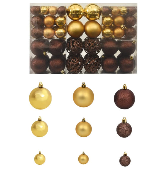100-tlg. Weihnachtskugel-Set 3/4/6 cm Braun/Bronze/Golden