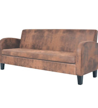 Sofa 3-Sitzer Wildleder-Optik Braun