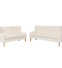 2-tlg. Sofa-Set Stoff Cremeweiß