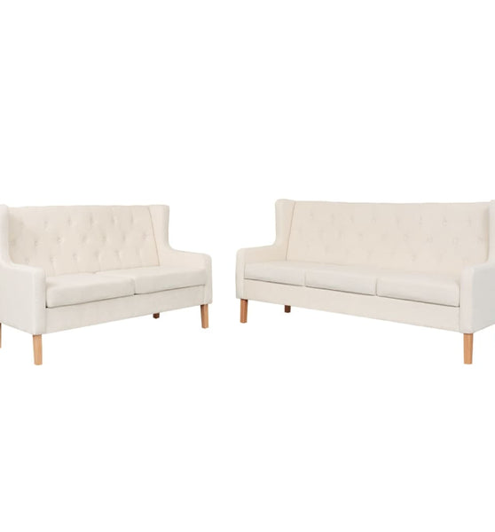 2-tlg. Sofa-Set Stoff Cremeweiß