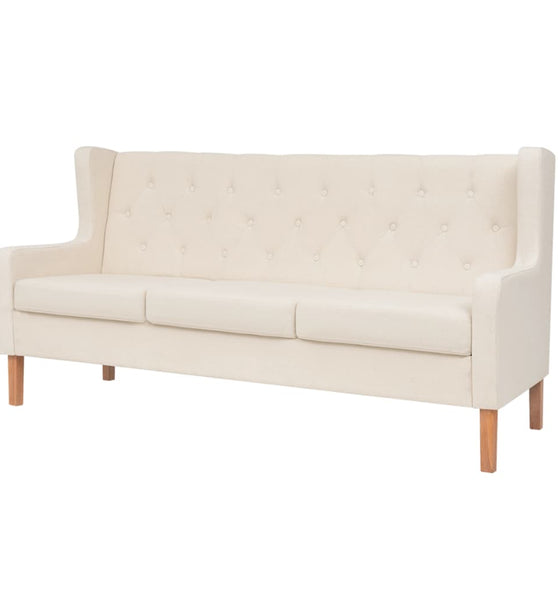 2-tlg. Sofa-Set Stoff Cremeweiß