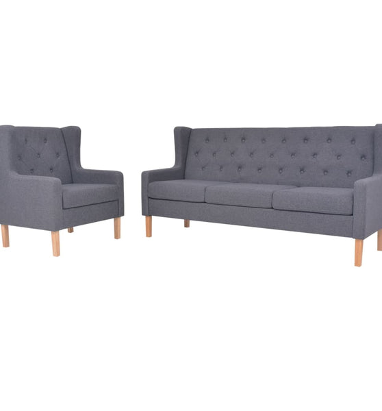2-tlg. Sofa-Set Stoff Grau