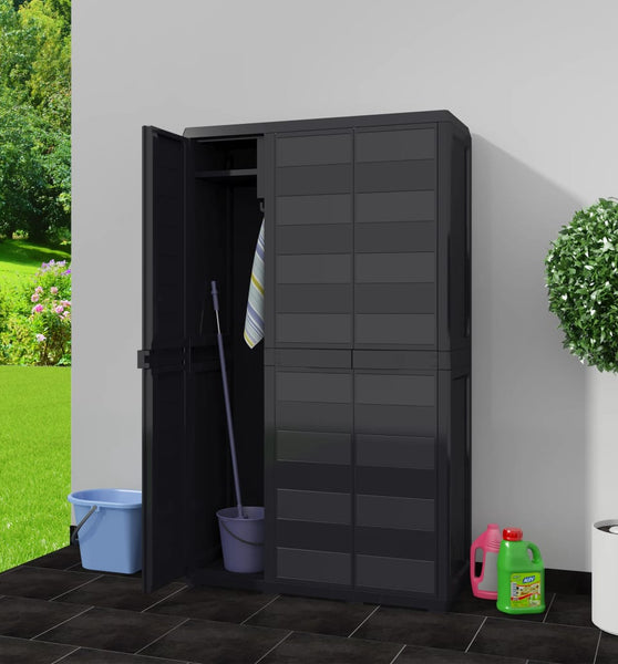 Gartenschrank mit 4 Regalen Schwarz