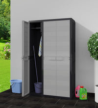 Gartenschrank mit 4 Regalen Schwarz und Grau