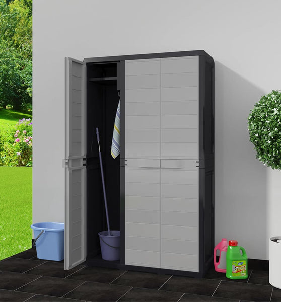 Gartenschrank mit 4 Regalen Schwarz und Grau