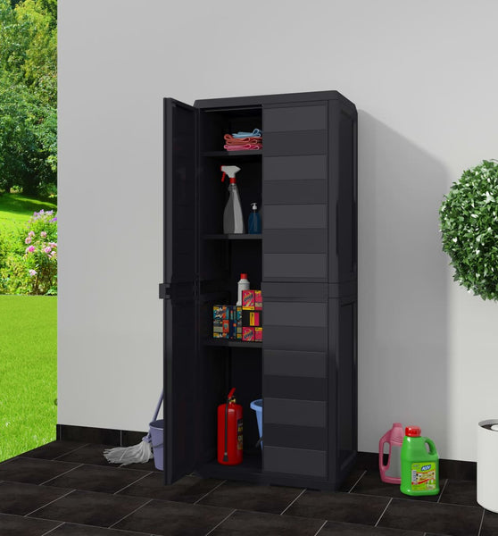 Gartenschrank mit 3 Regalen Schwarz