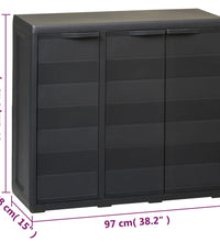 Gartenschrank mit 2 Regalen Schwarz