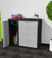 Gartenschrank mit 2 Regalen Schwarz und Grau