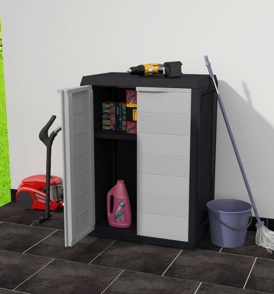 Gartenschrank mit 1 Regal Schwarz und Grau