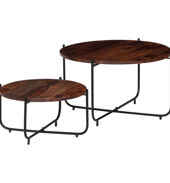 2-tlg. Couchtisch-Set Massivholz Palisander 60x35 cm