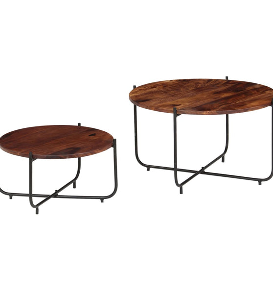 2-tlg. Couchtisch-Set Massivholz Palisander 60x35 cm