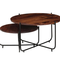 2-tlg. Couchtisch-Set Massivholz Palisander 60x35 cm