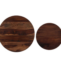 2-tlg. Couchtisch-Set Massivholz Palisander 60x35 cm
