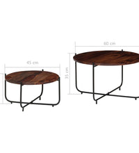 2-tlg. Couchtisch-Set Massivholz Palisander 60x35 cm