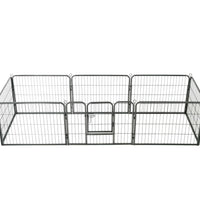 Hunde-Laufgitter 8 Paneele Stahl 60 x 80 cm Schwarz
