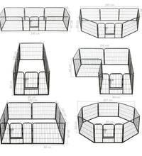 Hunde-Laufgitter 8 Paneele Stahl 60 x 80 cm Schwarz