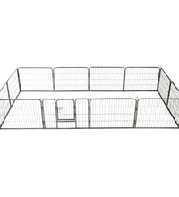 Hunde-Laufgitter 12 Paneele Stahl 80x60 cm Schwarz