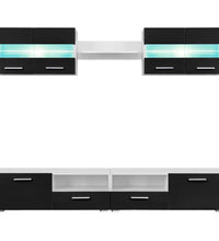 TV-Wohnwand-Set 5-tlg. LED-Leuchten Hochglanz-Schwarz