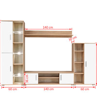 TV-Wohnwand mit LED-Leuchten Sonoma Eiche und Weiß