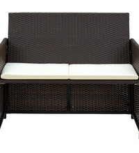 4-tlg. Garten-Lounge-Set mit Auflagen Poly Rattan Braun