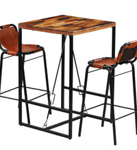Bar-Set 3-tlg. Altholz Massiv und Echtes Ziegenleder