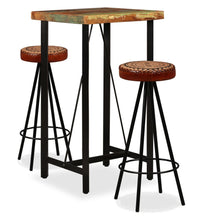 3-tlg. Bar-Set Altholz Massiv, Echtleder und Canvas