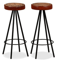 3-tlg. Bar-Set Altholz Massiv, Echtleder und Canvas
