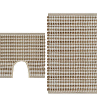 Handgewebtes Badematten-Set Jute Stoff Natur und Weiß