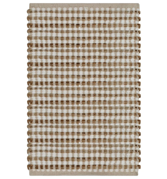 Handgewebtes Badematten-Set Jute Stoff Natur und Weiß