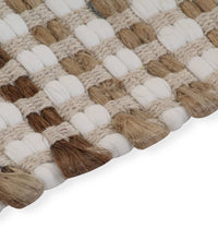 Handgewebtes Badematten-Set Jute Stoff Natur und Weiß