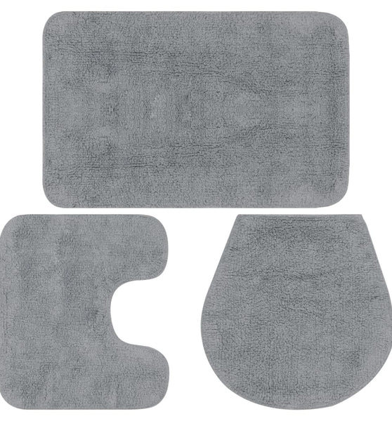 Badematten-Set 3-tlg. Stoff Grau