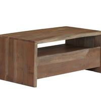 Couchtisch Massivholz Akazie Naturkanten 90x50x40 cm Grau
