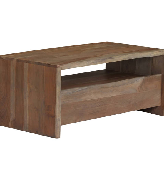 Couchtisch Massivholz Akazie Naturkanten 90x50x40 cm Grau