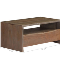 Couchtisch Massivholz Akazie Naturkanten 90x50x40 cm Grau