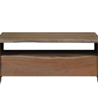 Couchtisch Massivholz Akazie Naturkanten 90x50x40 cm Grau