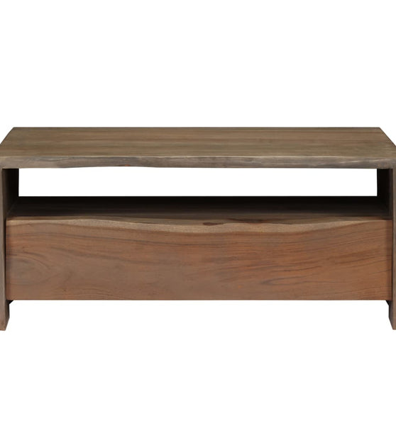 Couchtisch Massivholz Akazie Naturkanten 90x50x40 cm Grau