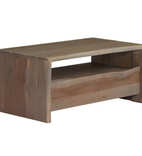 Couchtisch Massivholz Akazie Naturkanten 90x50x40 cm Grau