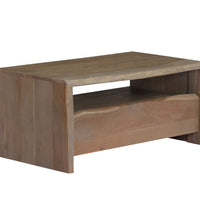 Couchtisch Massivholz Akazie Naturkanten 90x50x40 cm Grau